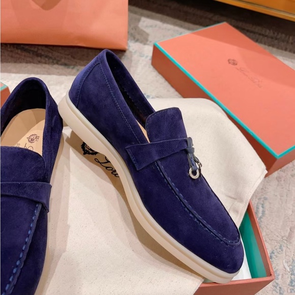 Loro Piana Royal Blue Suede Loafers main image 7